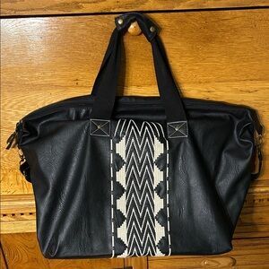 Mossimo Black with Geometric Design Embroidered Duffle Tote Bag